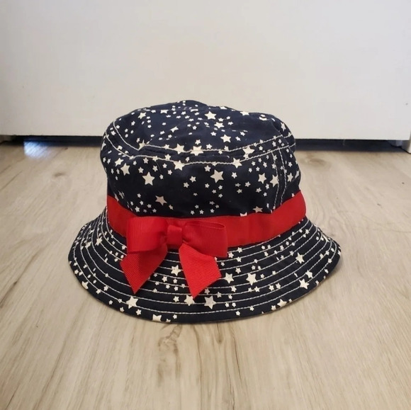 Children’s Place Patriotic Bucket Hat Size Large 10+ Red White Blue Stars - Picture 1 of 9